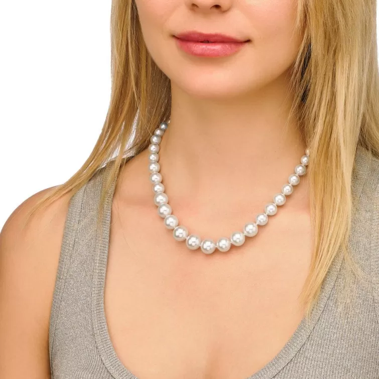 Collares De Perlas Largos | Majorica Collar Lyra Plata 6/12Mm 45Cm