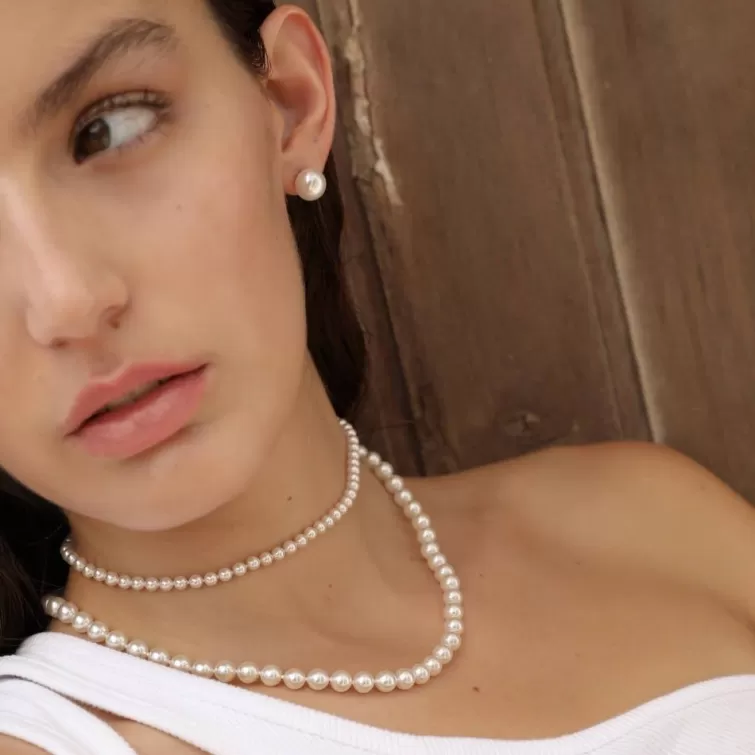 Collares De Perlas Largos | Majorica Collar Lyra Plata 7Mm 45Cm