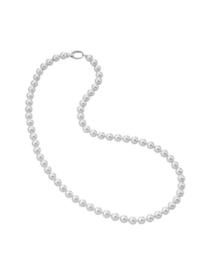 Collares De Perlas Largos | Majorica Collar Lyra Plata Con Perlas 10Mm 60Cm