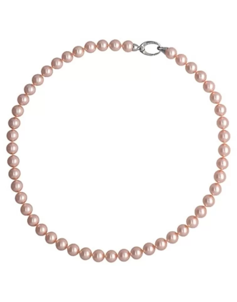 Collares De Perlas Largos | Majorica Collar Lyra Plata Con Perlas Rosas 8Mm 45Cm