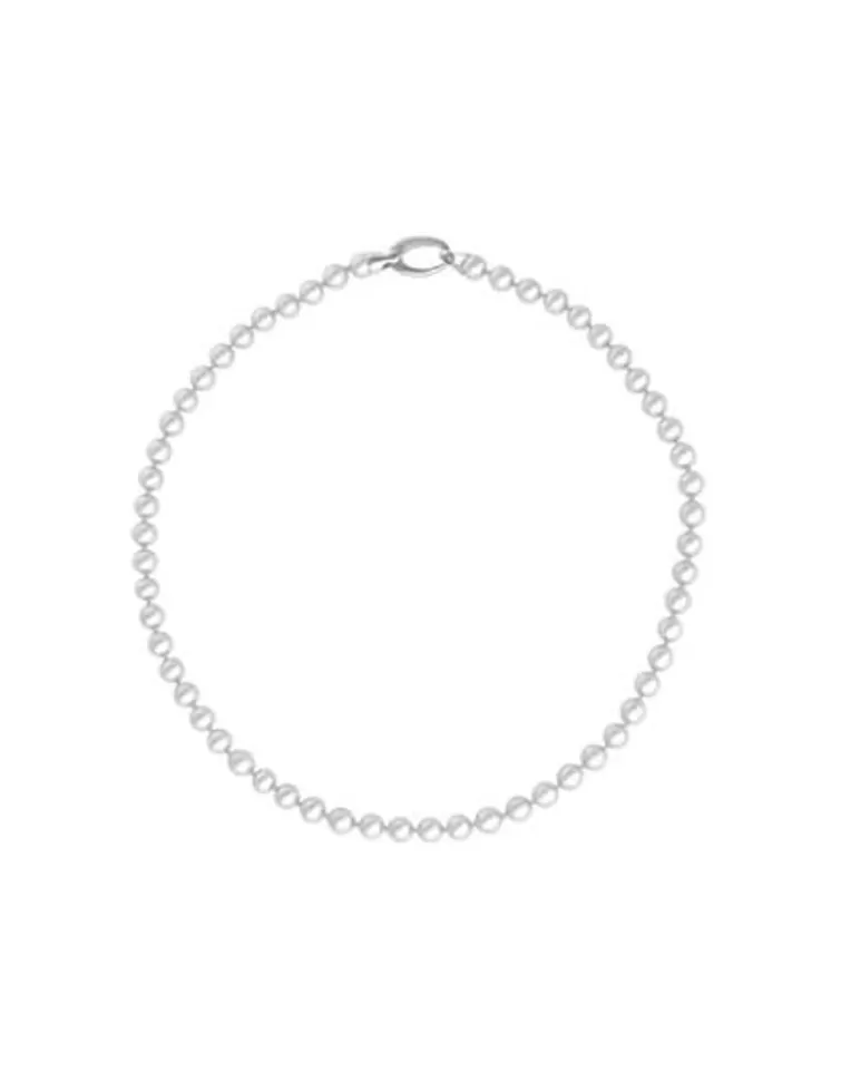 Collares De Perlas Largos | Majorica Collar Lyra Plata Perlas Blancas 6Mm 40Cm