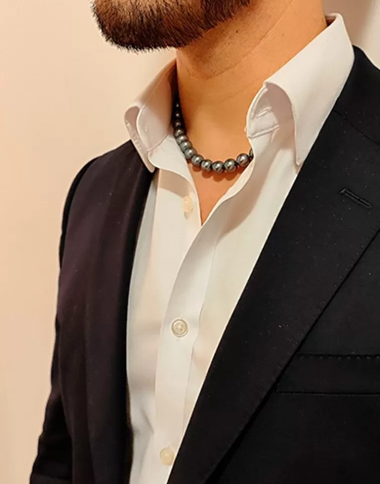 Collares De Perlas Largos | Majorica Collar Lyra Plata Perlas Grises 10Mm 45Cm Cierre Mosqueton