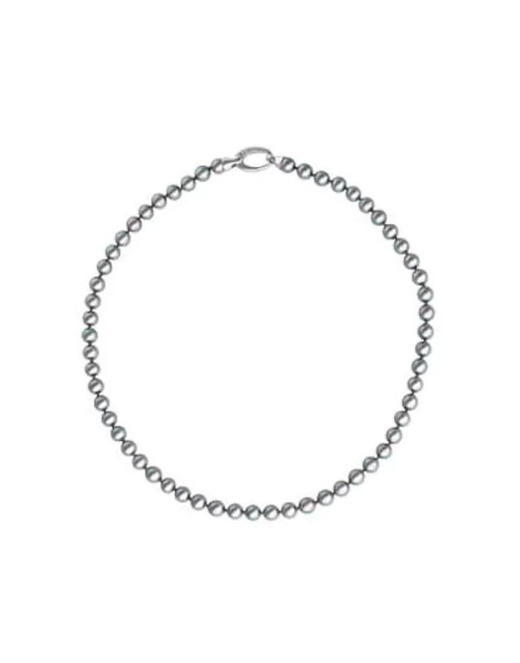 Collares De Perlas Largos | Majorica Collar Lyra Plata Perlas Grises 6Mm 40Cm