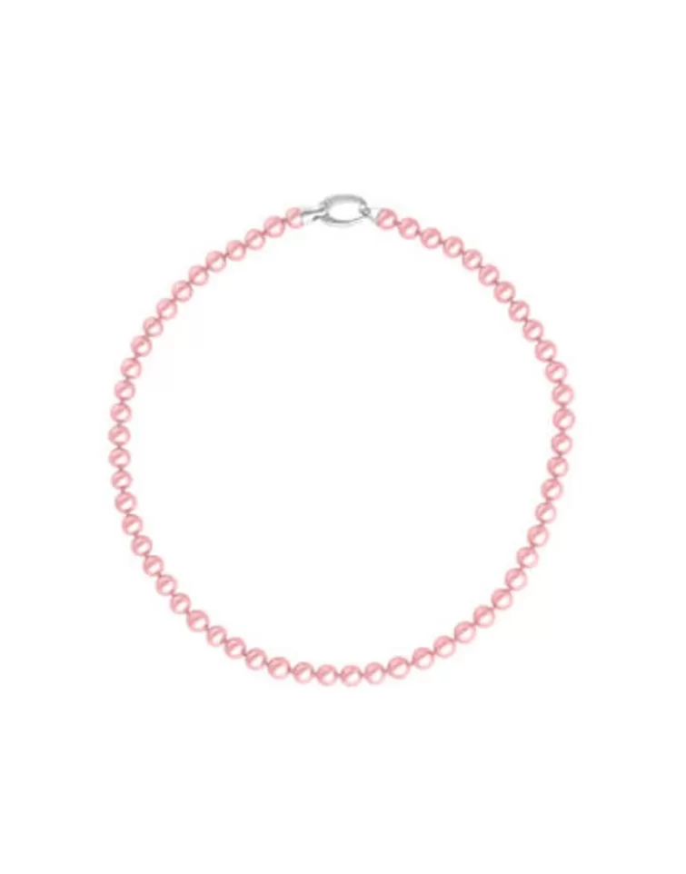 Collares De Perlas Largos | Majorica Collar Lyra Plata Perlas Rosas 6Mm 40Cm