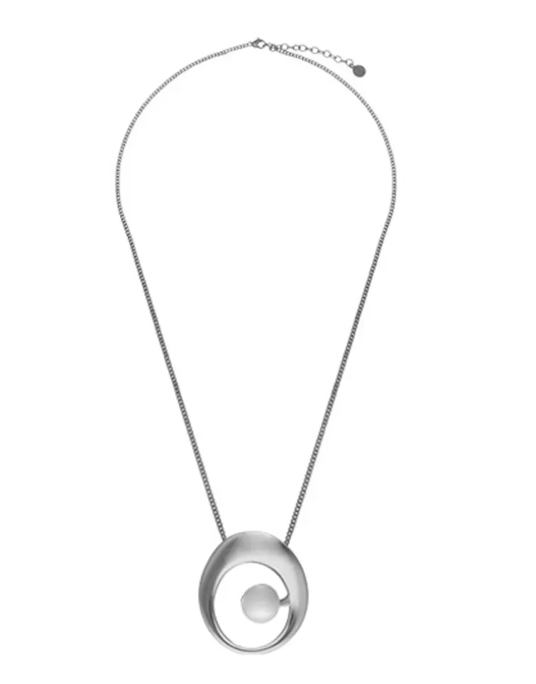 Colgantes Con Cadena | Majorica Collar Petra En Acero Con Colgante Xl