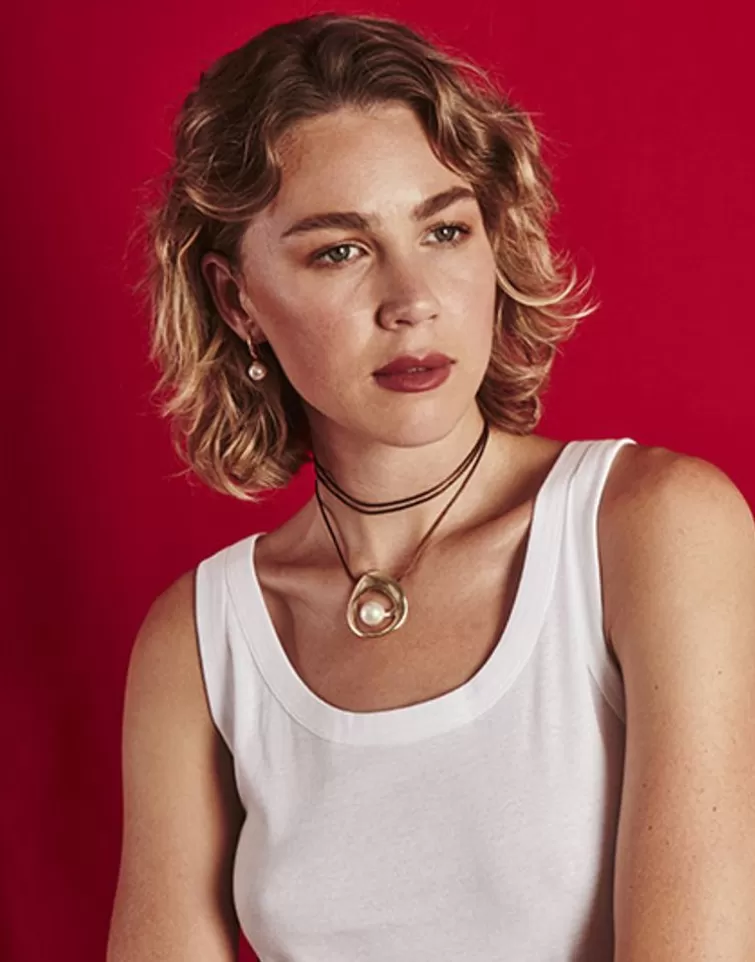 Colgantes Con Cadena | Majorica Collar Petra En Acero Dorado Y Cordon De Seda Cafe