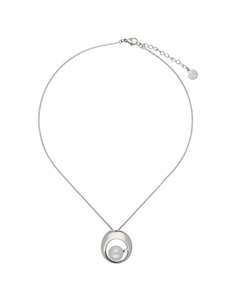 Colgantes Con Cadena | Majorica Collar Petra En Acero Y Perla Redonda Blanca