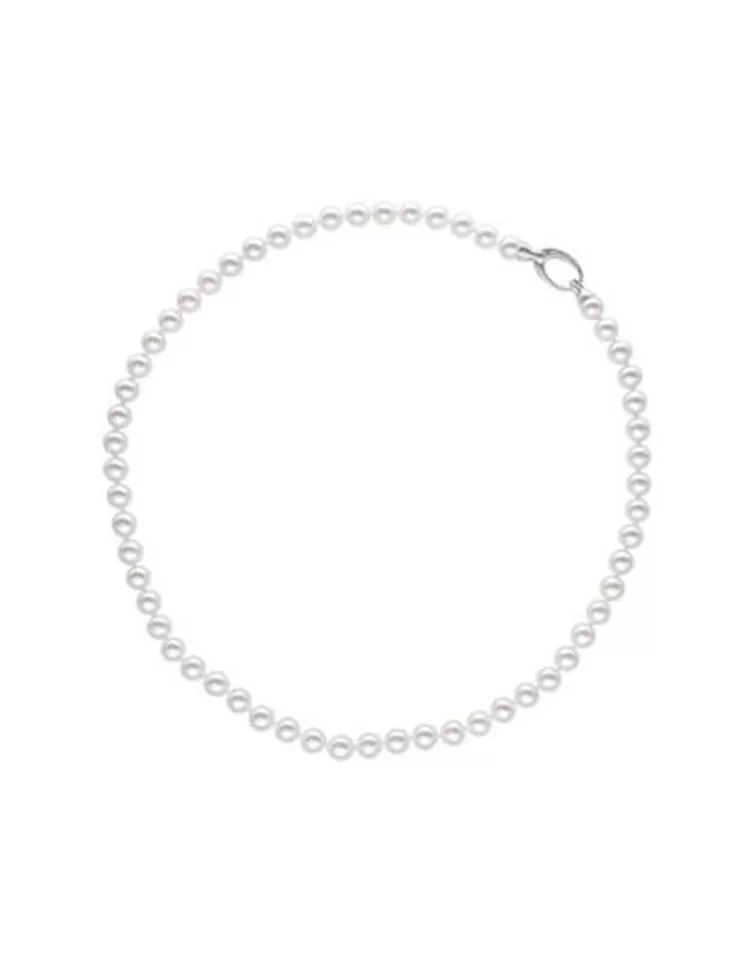 Collares De Perlas Largos | Majorica Collar Plata Lyra Con Perlas Blancas 6Mm 45Cm
