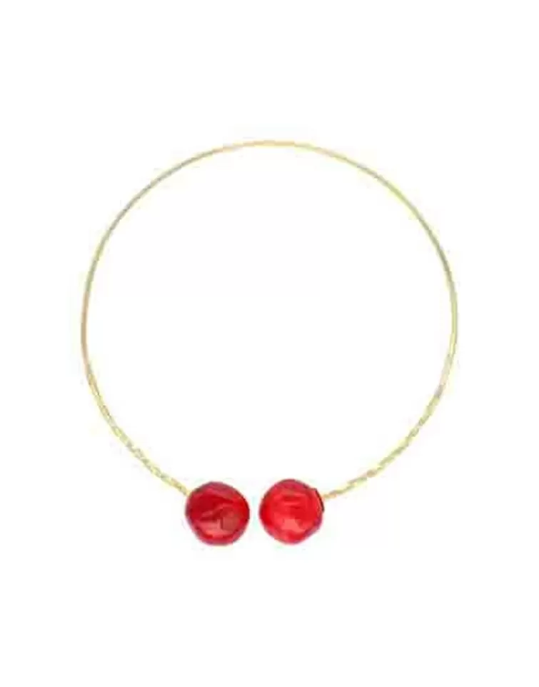 Gargantillas De Perlas | Majorica Gargantilla Ajustable Capri Con Cristal De Murano En Rojo