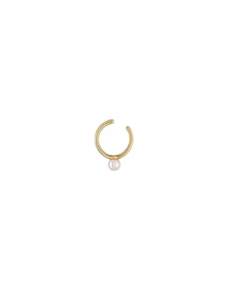 Pendientes Ear Cuff | Majorica Pendiente Earcuff Kea Dorado Con Perla Redonda Central