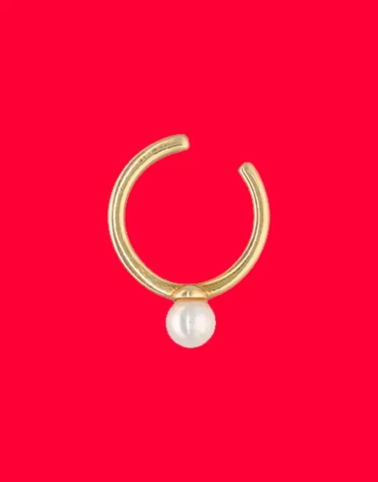 Pendientes Ear Cuff | Majorica Pendiente Earcuff Kea Dorado Con Perla Redonda Central