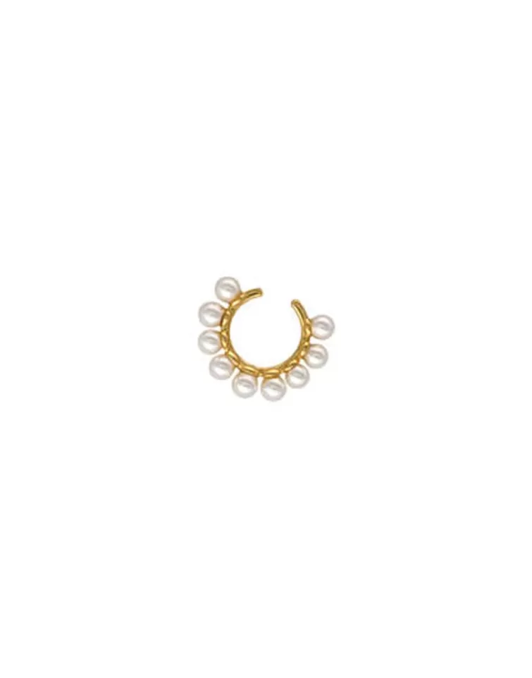 Pendientes Ear Cuff | Majorica Pendiente Earcuff Kea Dorado Con Perlas Redondas