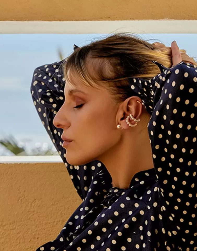 Pendientes Ear Cuff | Majorica Pendiente Earcuff Kea Dorado Con Perlas Redondas