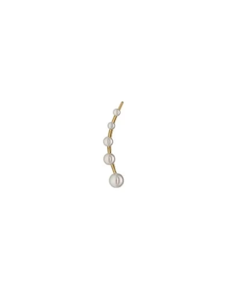Pendientes Ear Cuff | Majorica Pendiente Trepador Kea Dorado Con Perlas Redondas