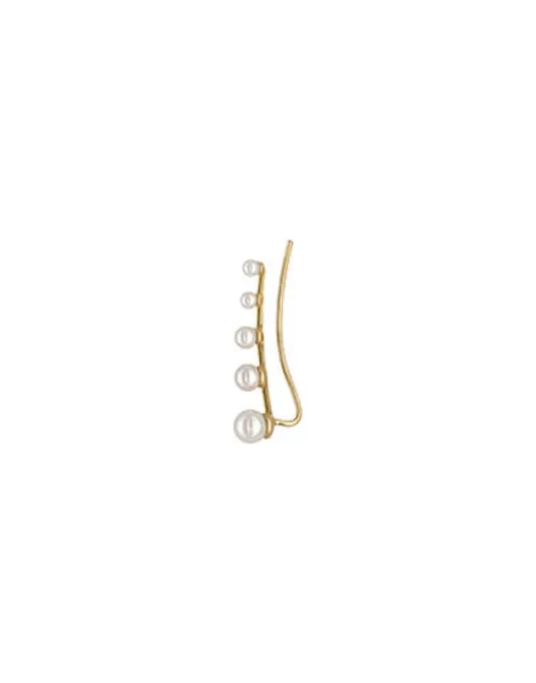 Pendientes Ear Cuff | Majorica Pendiente Trepador Kea Dorado Con Perlas Redondas