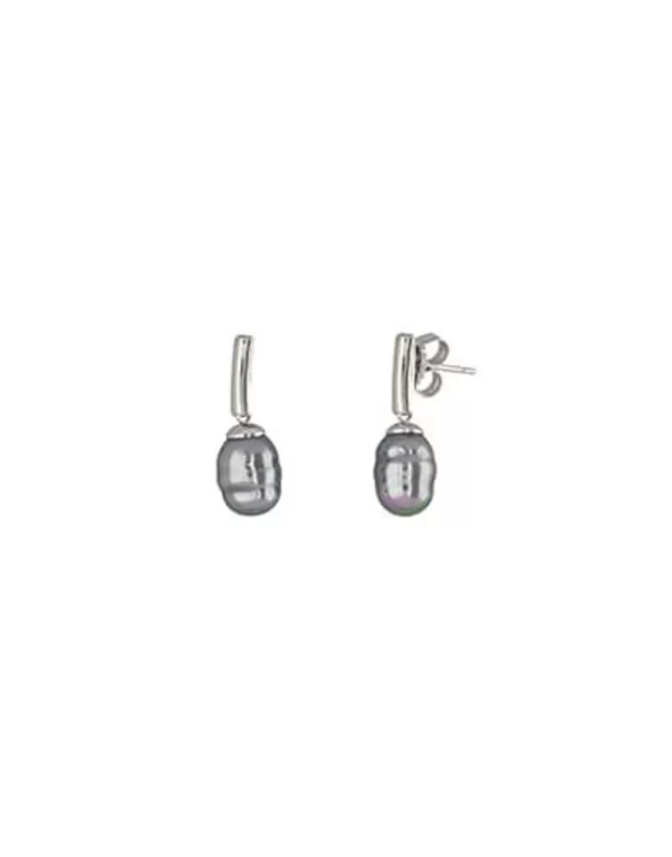 Pendientes De Perlas Largos | Majorica Pendientes Agora Con Perla Barroca Gris