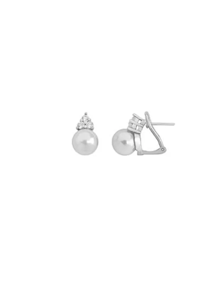 Pendientes Tú & Yo | Majorica Pendientes Ceres Plata Con Perla Blanca 10Mm Y Circonitas