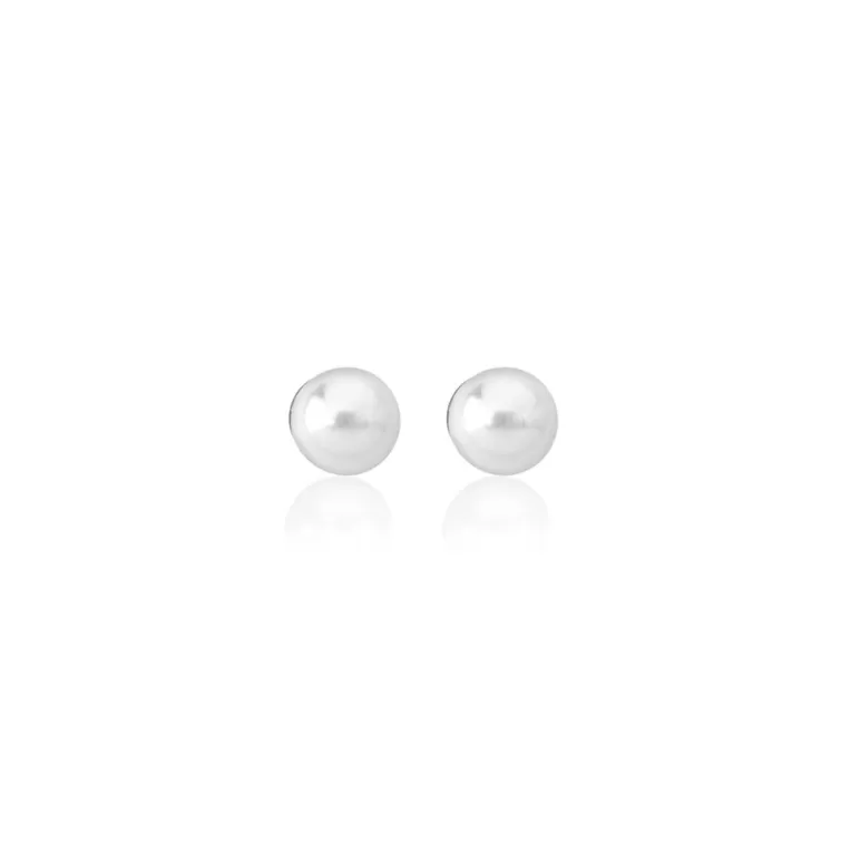 Pendientes De Botón | Majorica Pendientes Cies Dorados Con Perla Blanca 4Mm