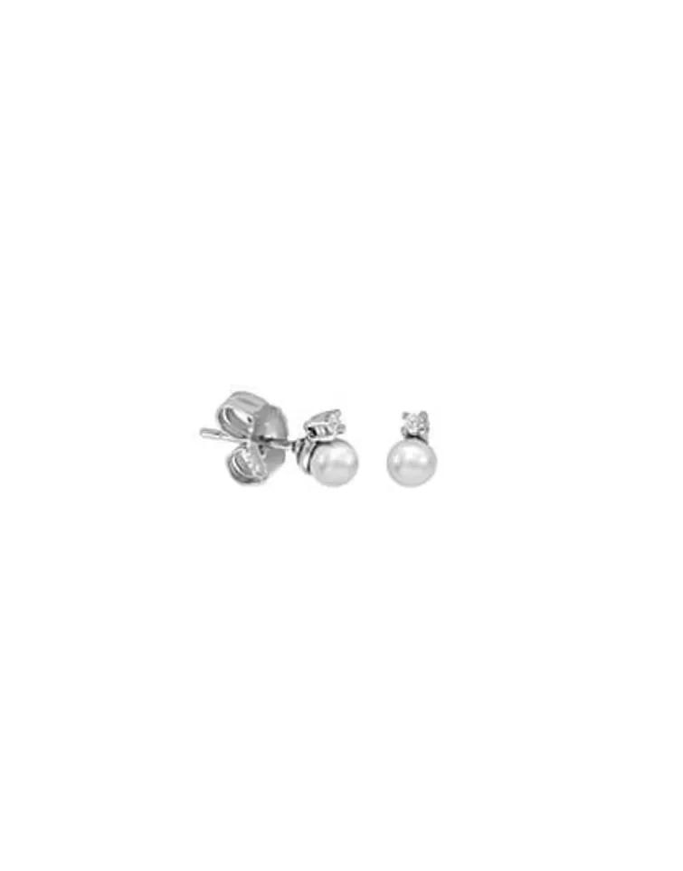 Pendientes Para Bebé | Majorica Pendientes Cies Plata Con Perla Blanca 4Mm Y Circonitas