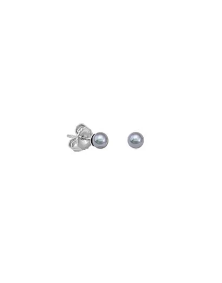 Pendientes De Botón | Majorica Pendientes Cies Plata Con Perla Gris 4Mm