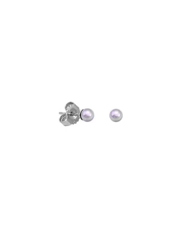 Pendientes De Botón | Majorica Pendientes Cies Plata Con Perla Nuage 4Mm