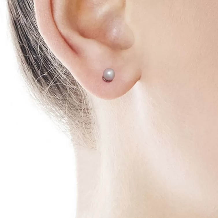Pendientes De Botón | Majorica Pendientes Cies Plata Con Perla Nuage 4Mm