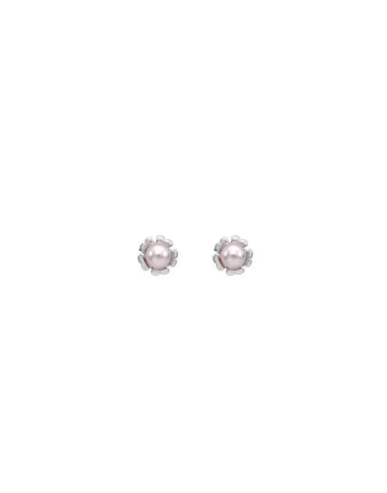 Pendientes Cortos | Majorica Pendientes Cies Plata Con Perla Rosa 4Mm