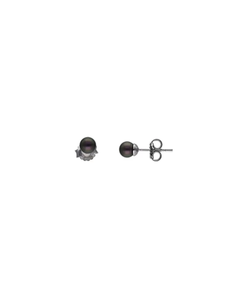 Pendientes De Botón | Majorica Pendientes Cies Plata Con Perla Tahiti 4Mm