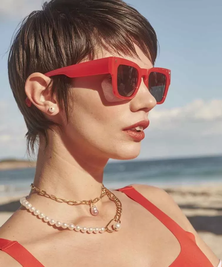 Pendientes De Botón | Majorica Pendientes Color Pop De Perla Redonda Blanca Y Circonita Naranja