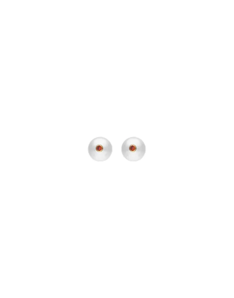 Pendientes De Botón | Majorica Pendientes Color Pop De Perla Redonda Blanca Y Circonita Naranja