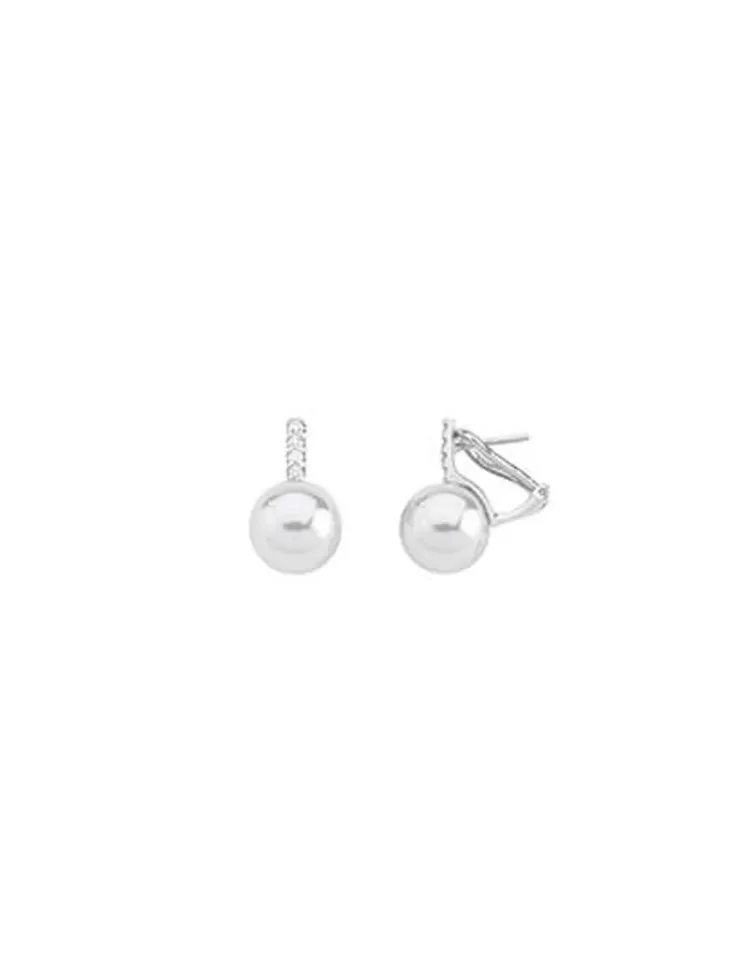 Pendientes Plata | Majorica Pendientes Con Perla Y Circonitas Fugaz