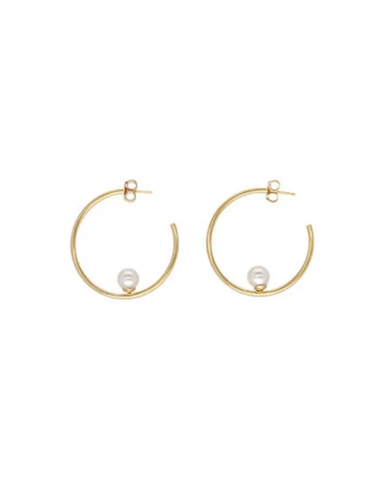 Pendientes De Aro Con Perlas | Majorica Pendientes De Aro Alba En Plata Dorada