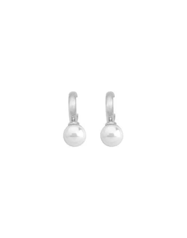 Pendientes De Aro Con Perlas | Majorica Pendientes De Aro Chara Plata Con Perla