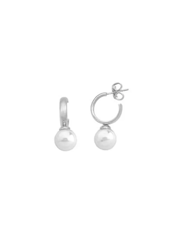 Pendientes De Aro Con Perlas | Majorica Pendientes De Aro Chara Plata Con Perla