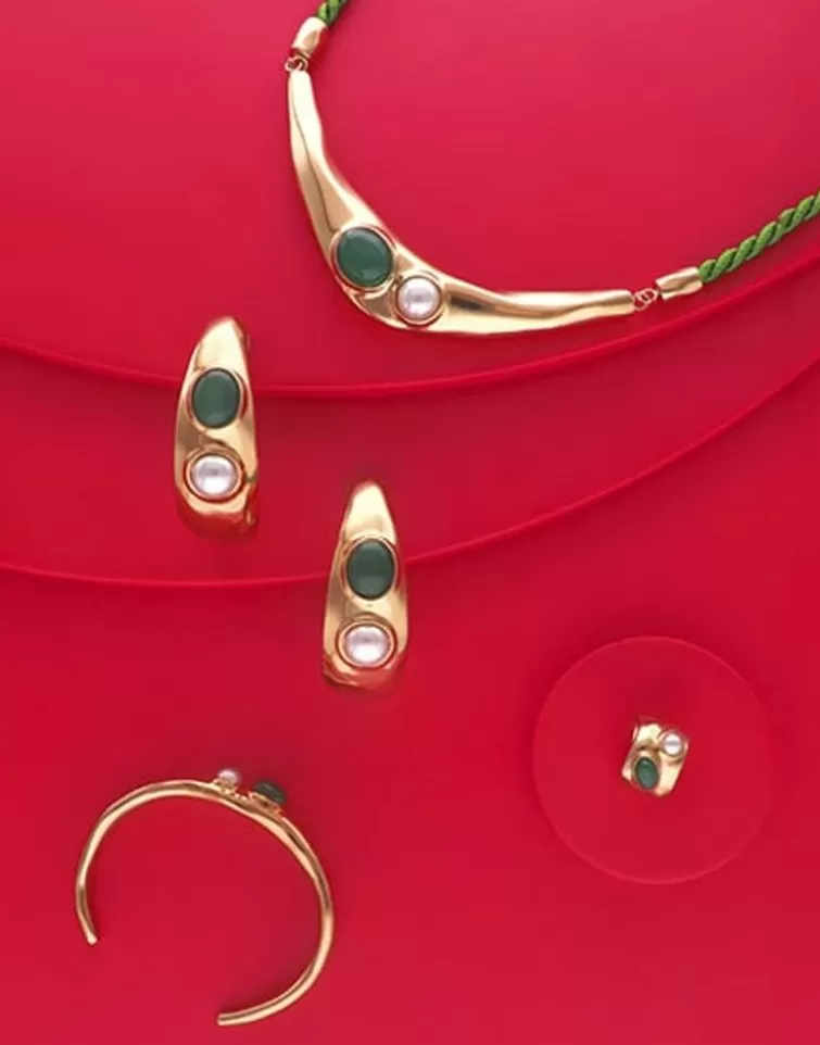 Pendientes De Aro Con Perlas | Majorica Pendientes De Aro Grandes Feme Dorados Con Perlas Y Agatas Verdes