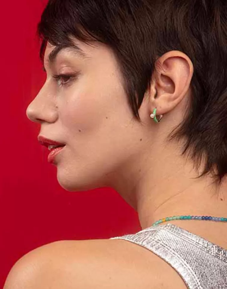 Pendientes De Aro Con Perlas | Majorica Pendientes De Aro Mini Turquesa Color Pop Con Perla 4 Mm