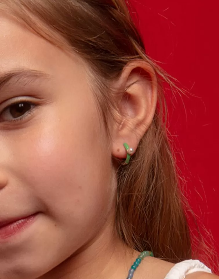 Pendientes De Aro Con Perlas | Majorica Pendientes De Aro Mini Turquesa Color Pop Con Perla 4 Mm