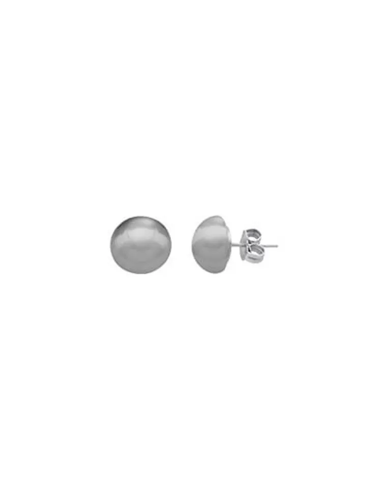 Pendientes Cortos | Majorica Pendientes De Perla Gris Mabe 12 Mm En Plata