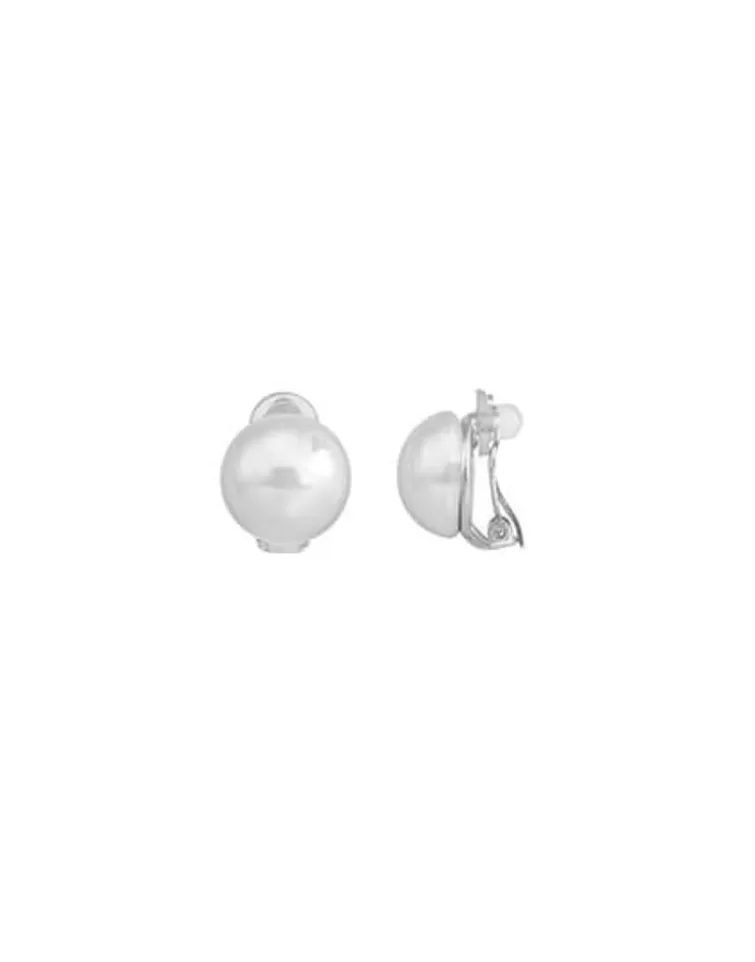Pendientes Cortos | Majorica Pendientes De Perla Mabe Blanca 14 Mm En Plata