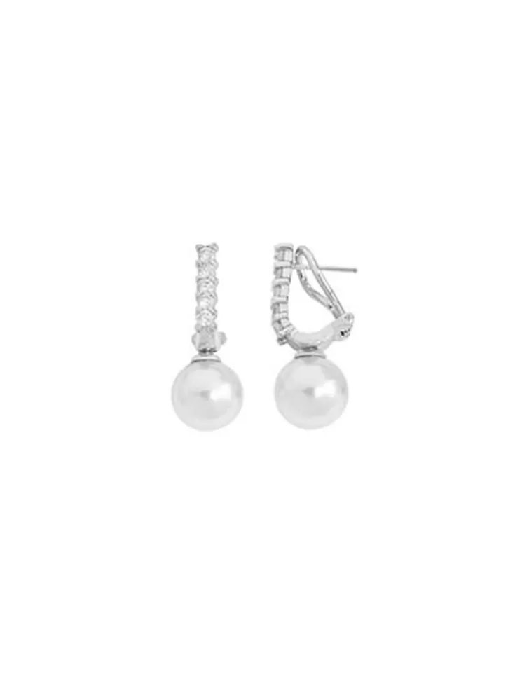 Pendientes Novia | Majorica Pendientes De Perlas Lilit Con Circonitas