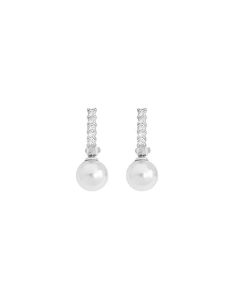 Pendientes Novia | Majorica Pendientes De Perlas Lilit Con Circonitas