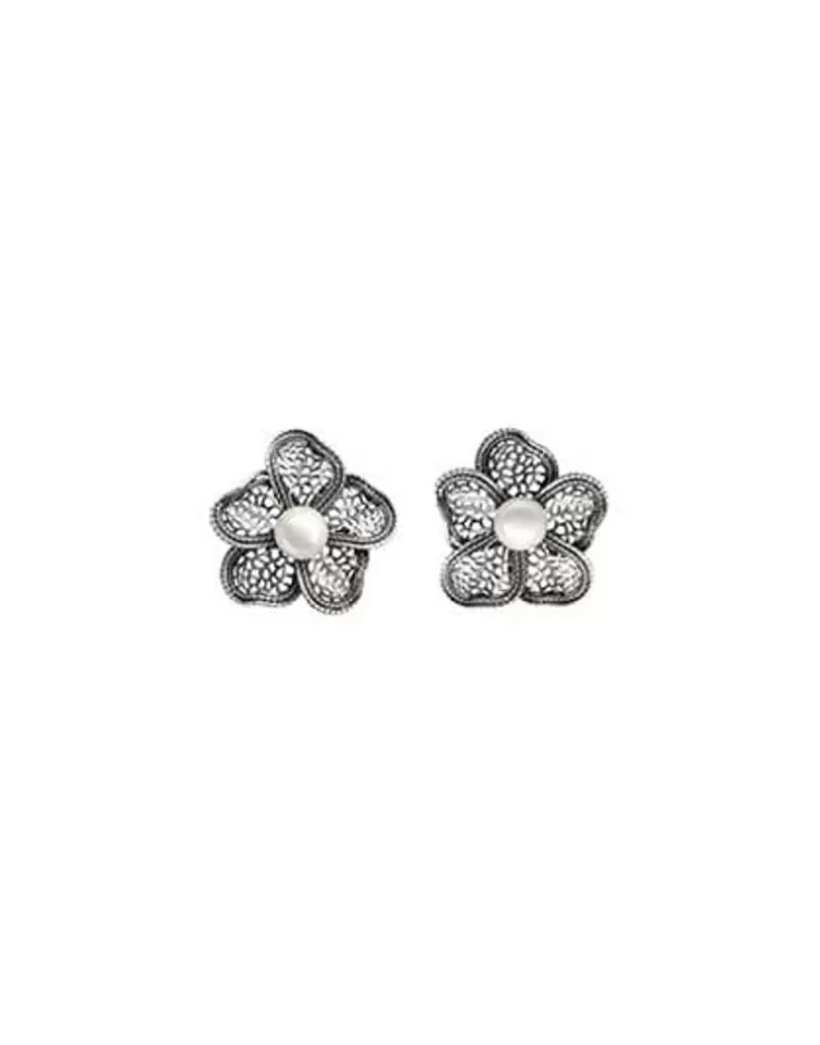 Pendientes De Perlas Largos | Majorica Pendientes De Perlas Peregrina Con Filigrana En Flor