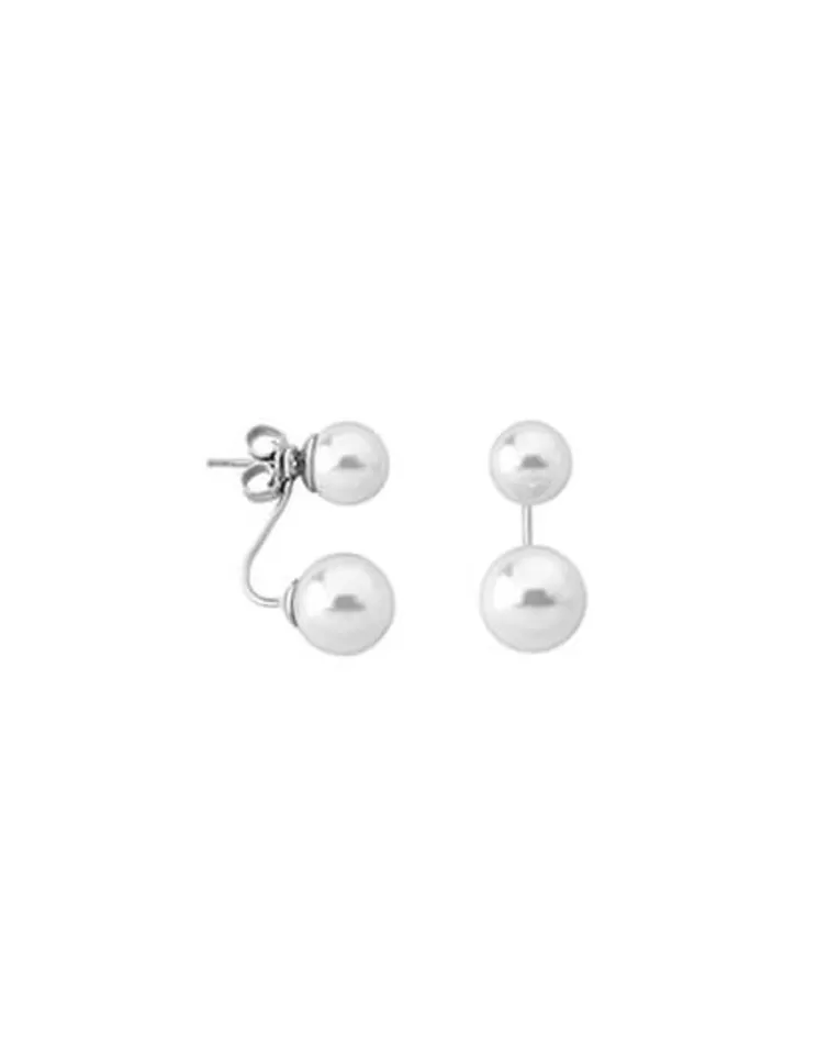 Pendientes Cortos | Majorica Pendientes Jour Plata Con Perlas Blancas 8 Y 10Mm