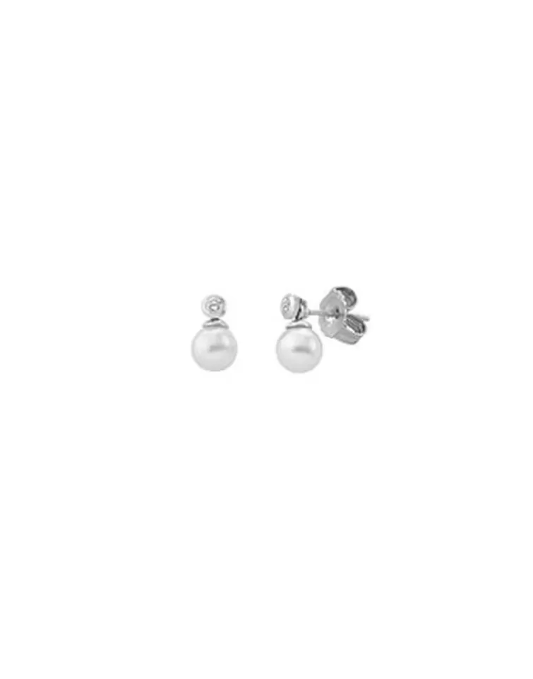 Pendientes Novia | Majorica Pendientes Kuma Con Perla Blanca Y Circonita