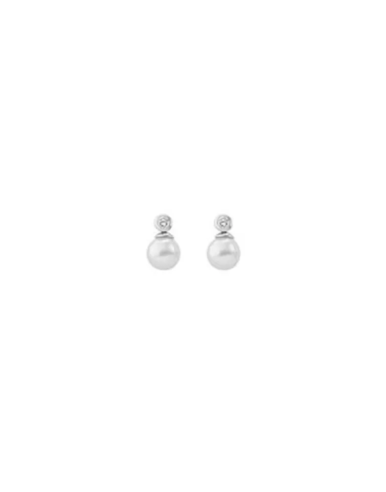 Pendientes Novia | Majorica Pendientes Kuma Con Perla Blanca Y Circonita