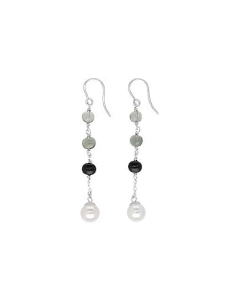 Pendientes De Perlas Largos | Majorica Pendientes Largos Algaida En Plata Negros Con Gancho