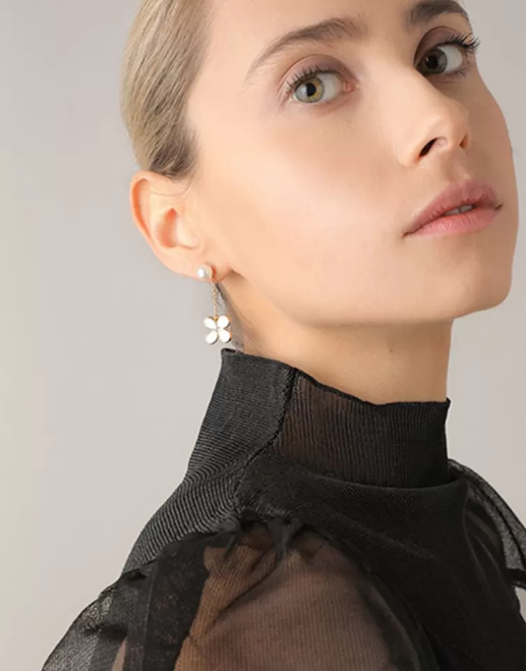 Pendientes De Perlas Largos | Majorica Pendientes Largos Ayanti 2 En 1 Con Perla Redonda Blanca