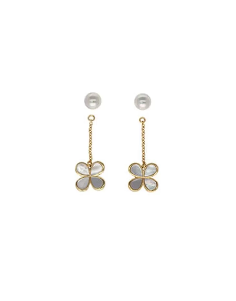 Pendientes De Perlas Largos | Majorica Pendientes Largos Ayanti 2 En 1 Con Perla Redonda Blanca