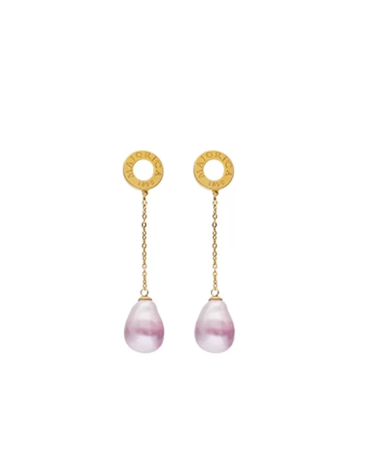 Pendientes De Perlas Largos | Majorica Pendientes Largos Luar Con Perlas Barrocas Bicolor Rubi