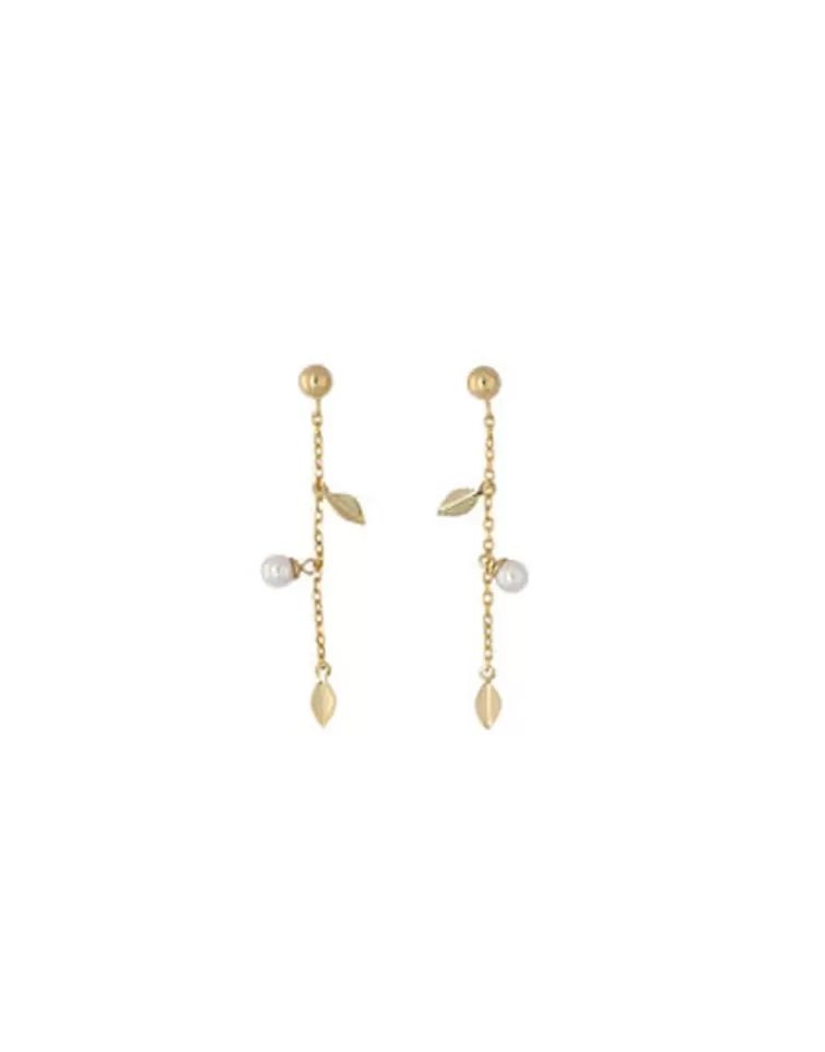 Pendientes De Perlas Largos | Majorica Pendientes Largos Romea En Plata Dorada Y Perlas